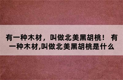 有一种木材，叫做北美黑胡桃！ 有一种木材,叫做北美黑胡桃是什么